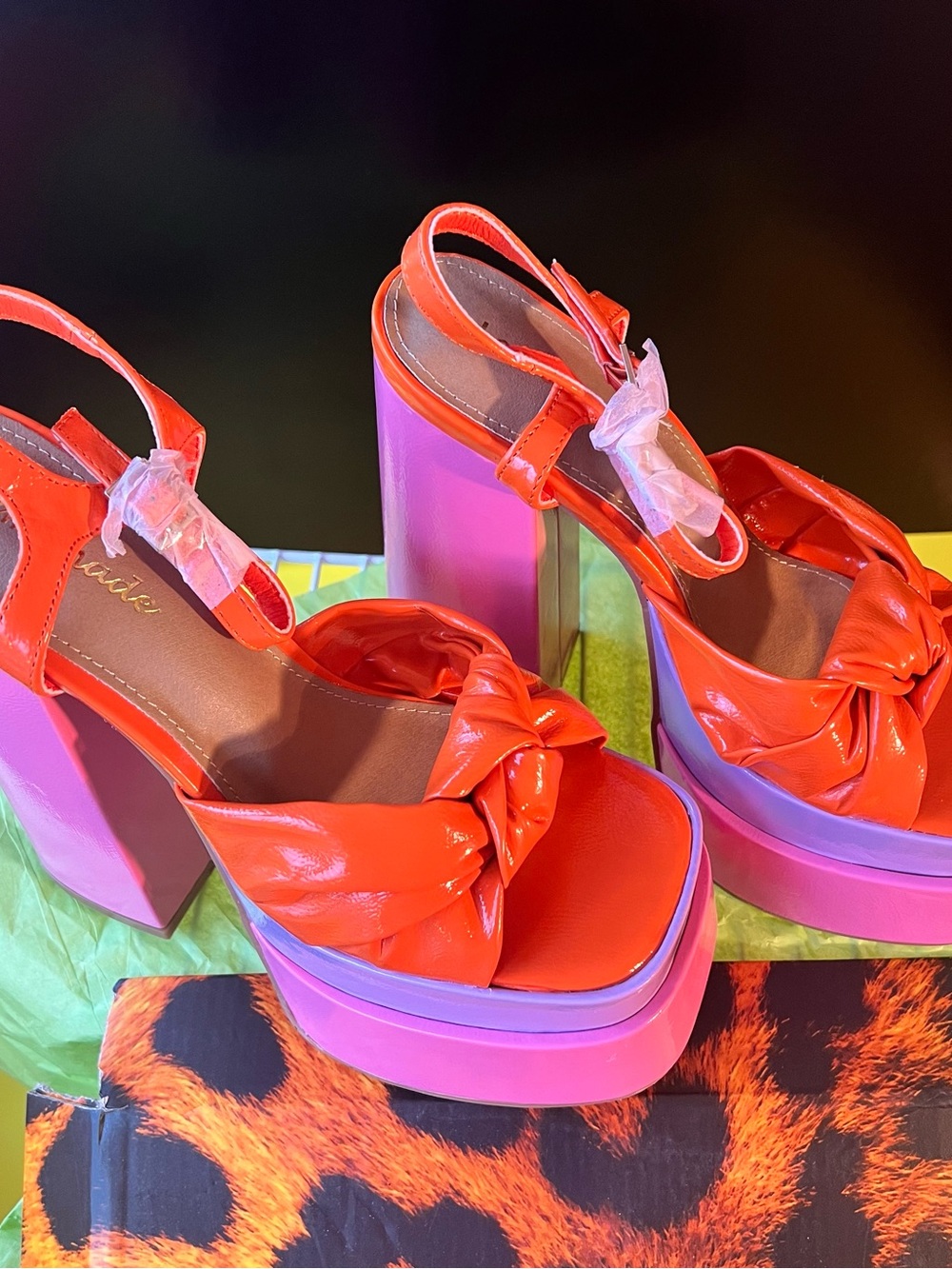 Lemonade Orange & Pink Knot Platform Sandals - Picture 12 of 15